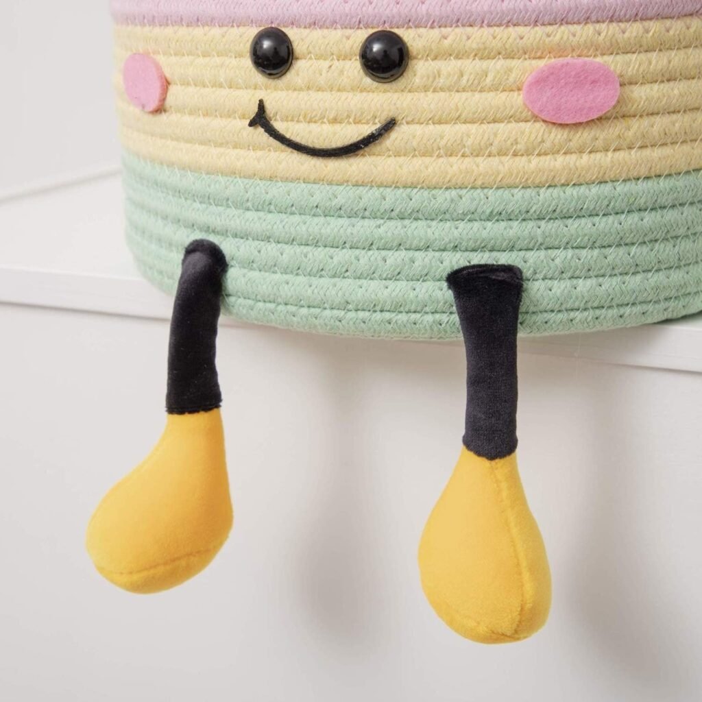 Cartoon Woven Storage Basket Dustproof Desktop Organizer Toys Snacks Kids Gift Box Rainbow Cake Storage
